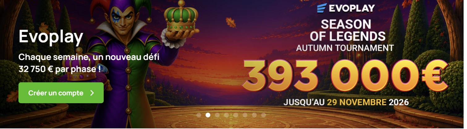 Bannière du tournoi Season of Legends d'Evoplay